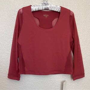 NWT Athleta Pacer Mesh Top long sleeve Berry Rose size large Retail $69